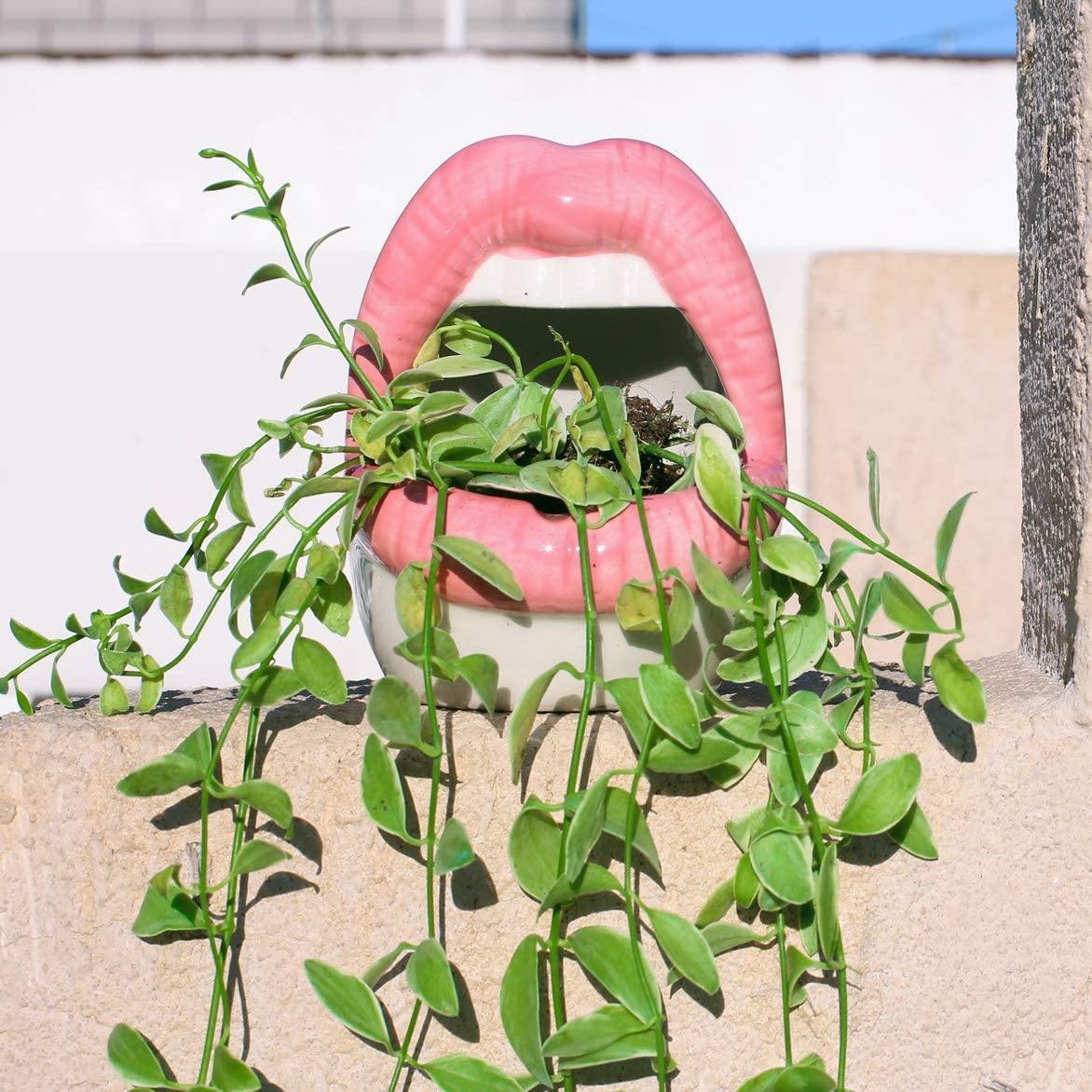 Smooch Lips Ceramic Planter