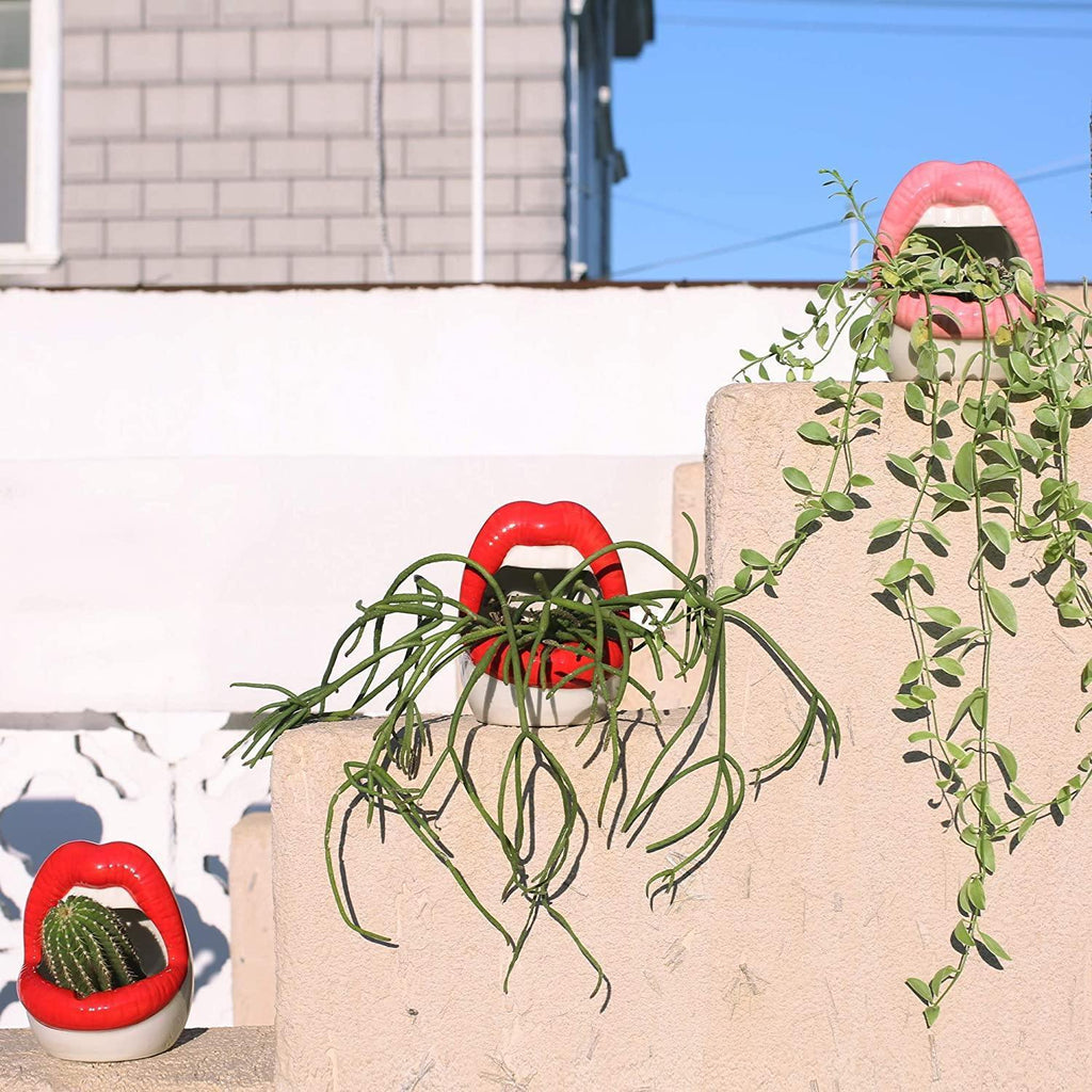 Smooch Lips Ceramic Planter