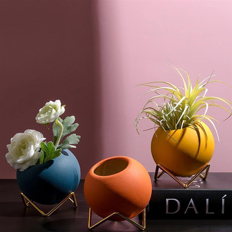 Vibrant Hues Ceramic Planter Pots with Stand
