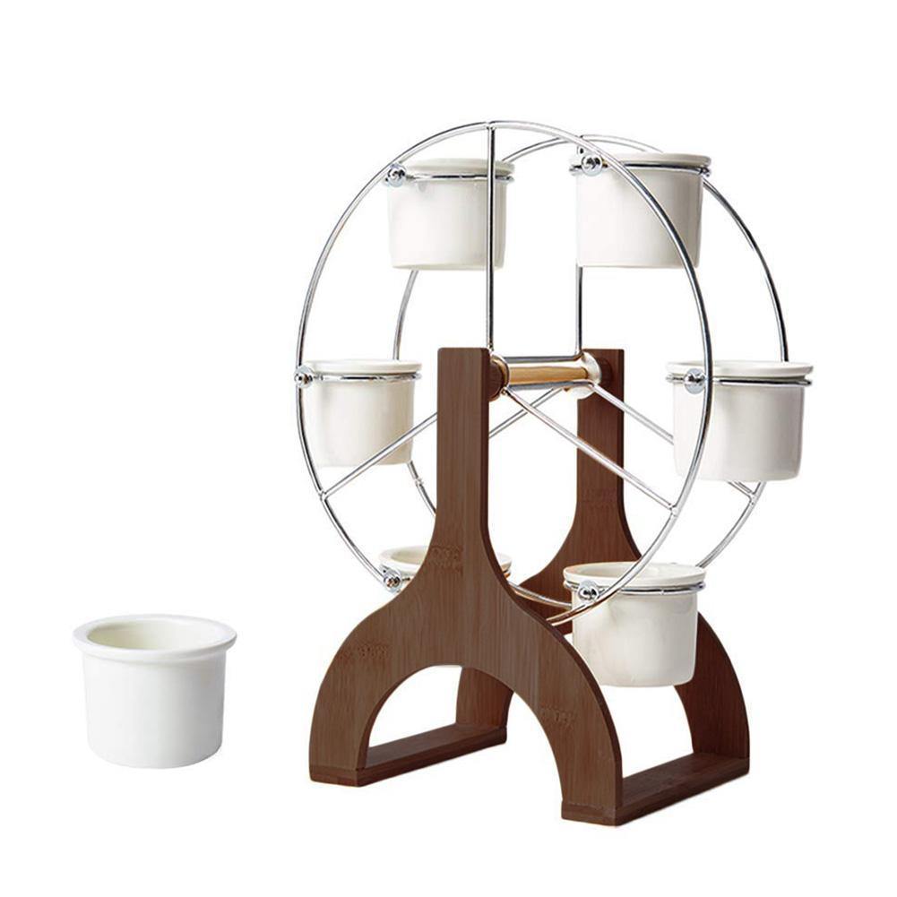 Wooden Carousel with Ceramic Succulent Planters